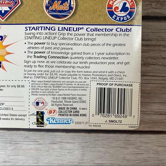 1997 Starting Lineup SLU Figure John Smoltz - Atlanta Braves. - Picture 3 of 3